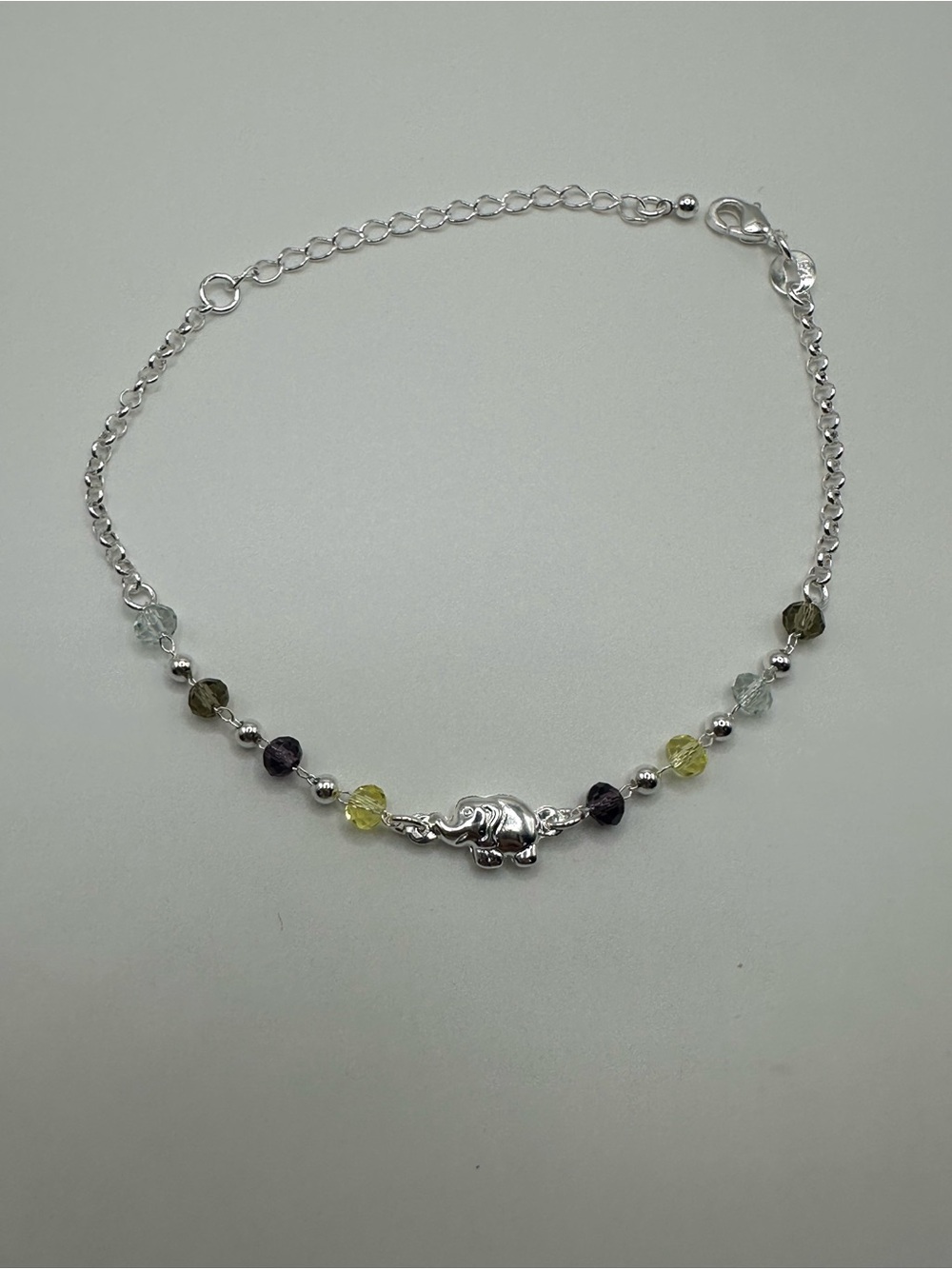 White Gold Filled Elephant Bead Bracelet - Multicolor